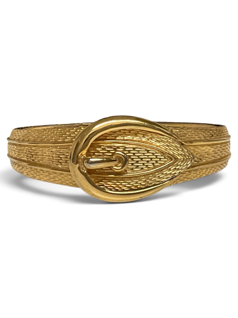 Vintage 1972 Avon Gold Tone Hinged Cuff Bracelet Belt Buckle Textured